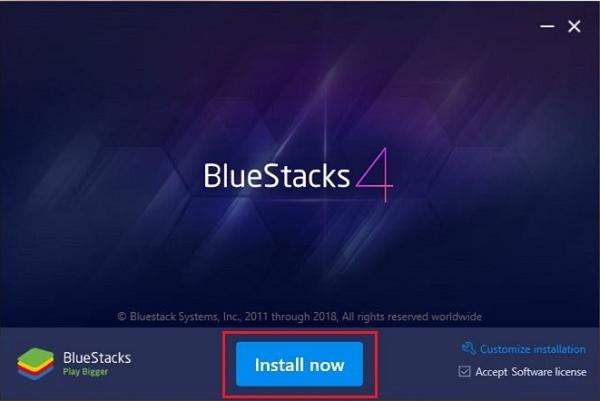 Chọn vào Install Now để tiến hành cài đặt BlueStacks