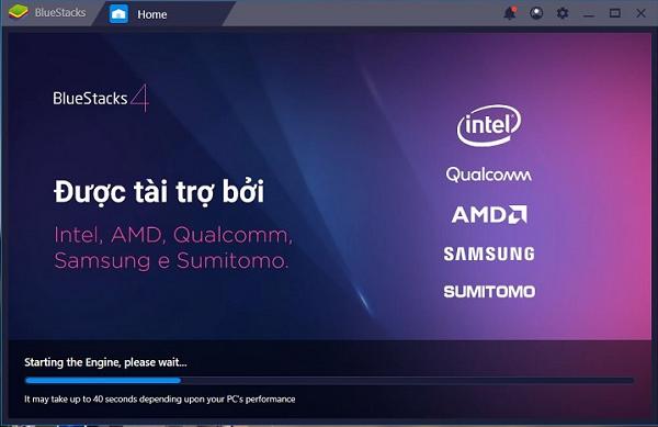 Phần mềm BlueStacks sẽ tiến hành cài đặt ứng dụng CH Play