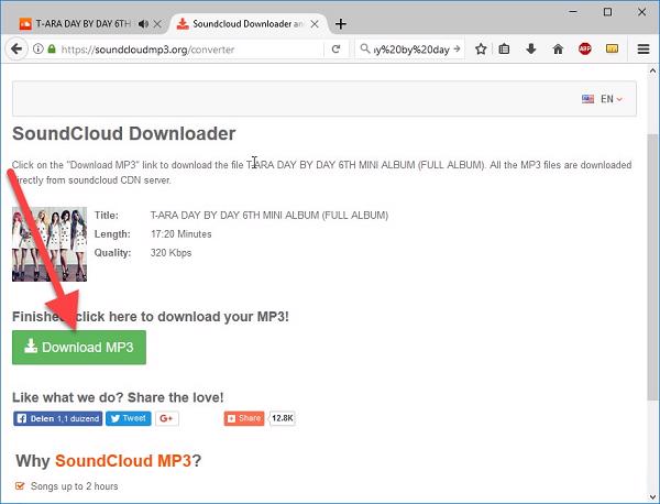 Kích chọn vào mục Download MP3 để thực hiện tải file về máy