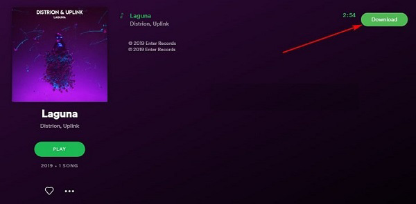 Kết quả tìm kiếm bài hát hay Album sẽ có thêm một nút Download màu xanh