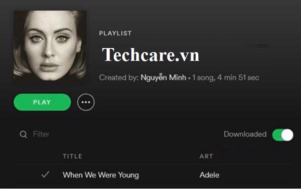 Khi biểu tượng download chuyển sang màu xanh lá và có chữ Downloaded