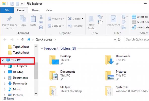 Tổ hợp phím Windows + E để có thể mở File Explorer -> This PC