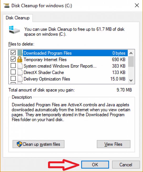 Nhấp chọn vào dạng file muốn xóa -> OK