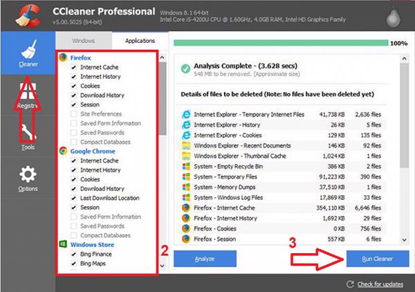 Tích chọn các dữ liệu cần làm sạch và nhấn vào Run Cleaner