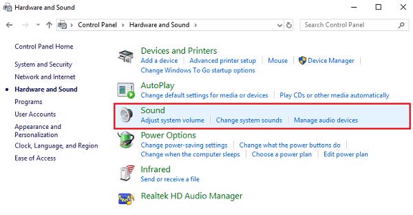 Chọn vào mục Adjust System Volume
