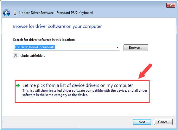 Chọn tiếp vào mục Let me pick …on my computer