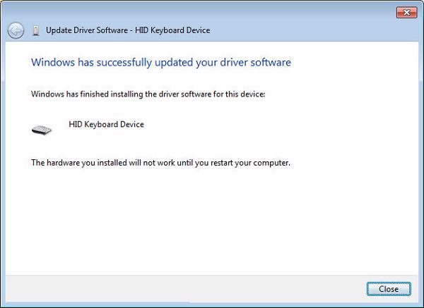 Hiện lên màn hình cùng tên thiết bị HID Keyboard Device