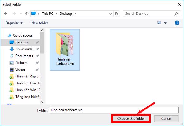 Chọn vào Choose this folder