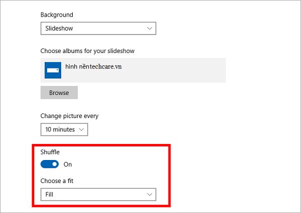 Trong mục Choose a fit các bạn hãy lựa chọn kích thước hình ảnh hiển thị