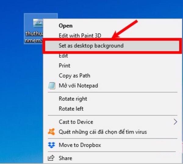 Chọn vào Set as desktop background