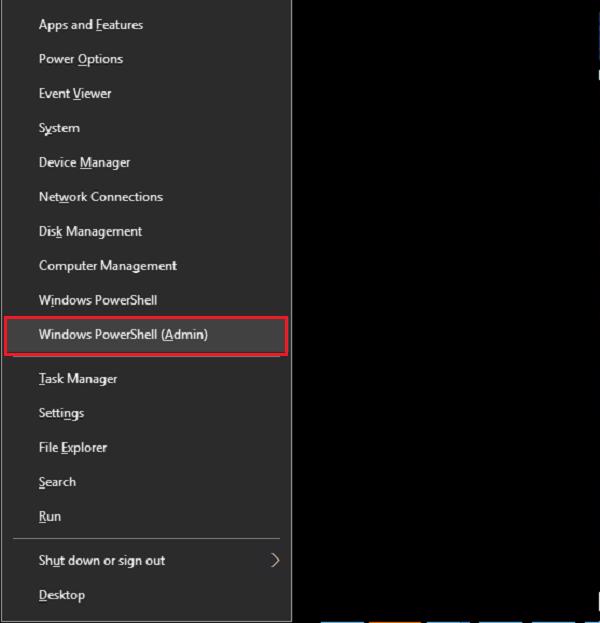 windows + X và chọn vào Command Prompt/powershell (Admin)