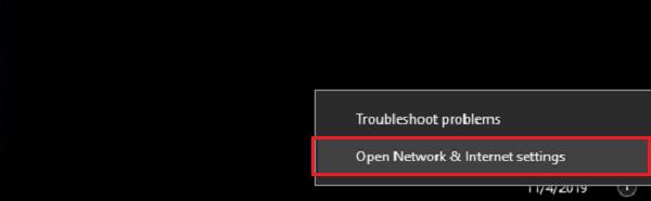 Nhấn chuột phải vào và chọn vào Open Network & Internet settings