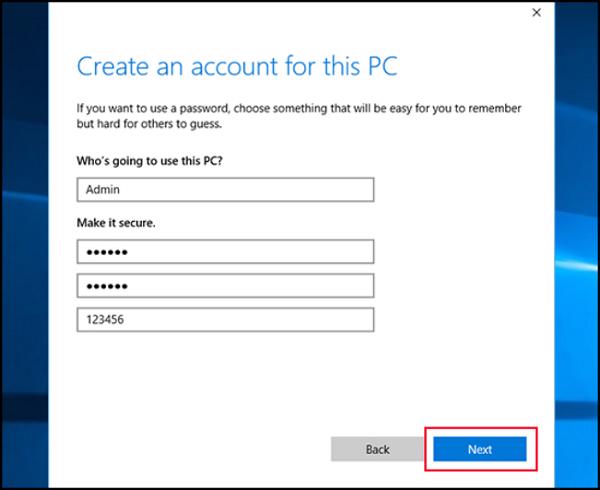 Hãy nhập tài khoản mới và nhập mật khẩu mới