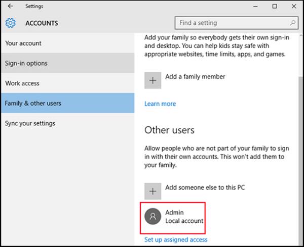 Tài khoản các bạn mới tạo sẽ được nằm ở mục Other User