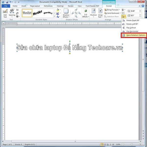 Kích chọn vào More Rorate option