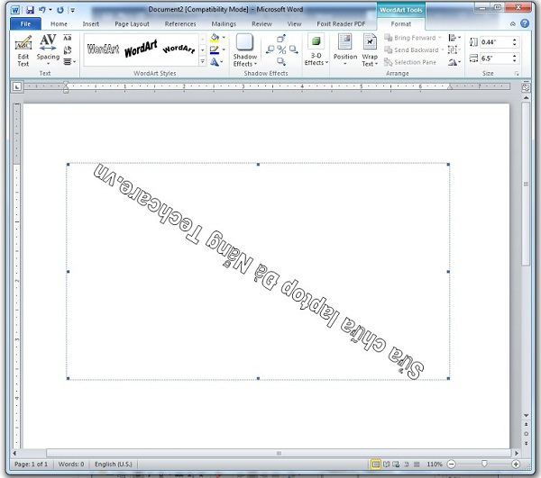 Xoay hướng chữ trong word 2007 2010 2013 2016 theo góc đã nhập