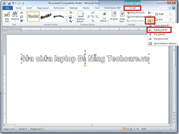 Thực hiện quay trái đối tượng 90 độ
