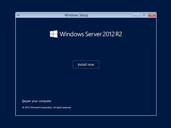 Nhấn vào Install now để bắt đầu quá trình cài đặt Windows Server 2012 R2
