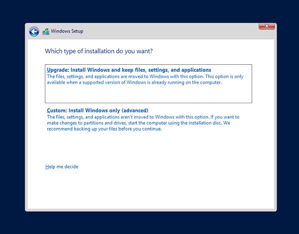 Chọn option thứ 2 là Custom: Install Windows only (advanced)