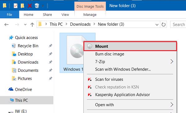 Nhấn vào mục Mount để mở nội dung của hình ảnh ISO