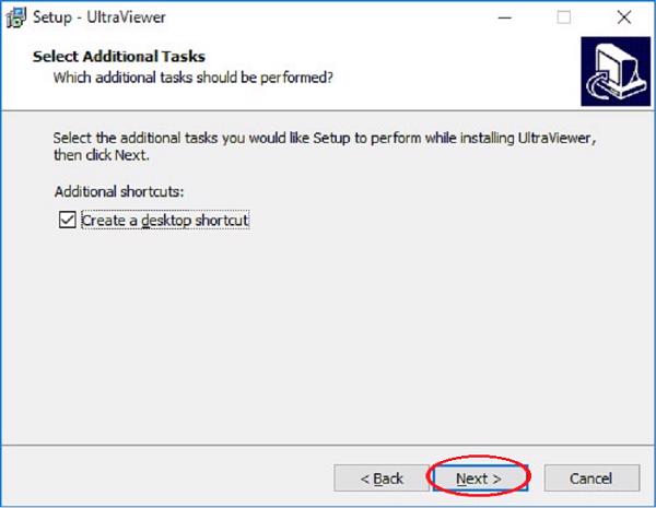 Tích chọn vào ô chữ Create a desktop shortcut -> Next