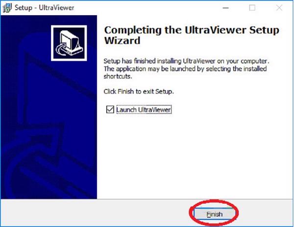 Tích ở ô chữ Lauch UltraViewer -> Finish