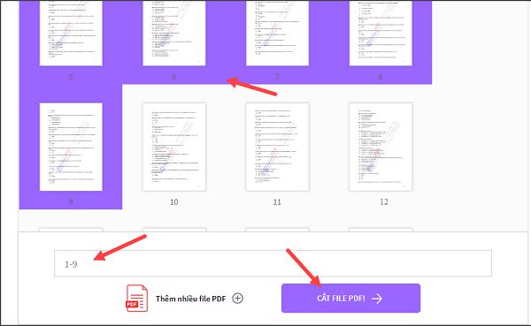Chọn vào Cắt File PDF