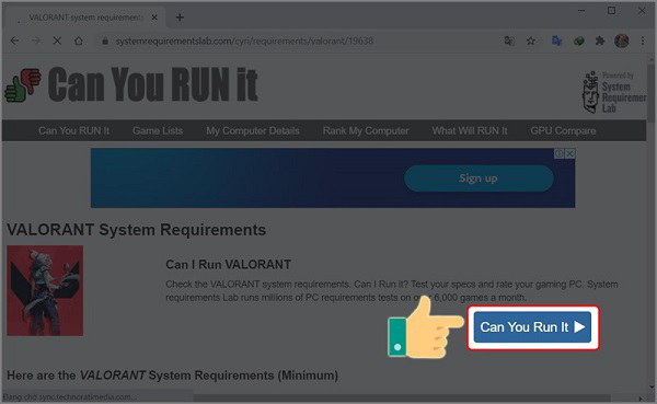 Nhấn vào mục Can You Run It
