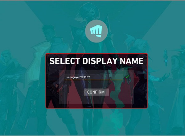 Nhập tên nhân vật của các bạn trong game