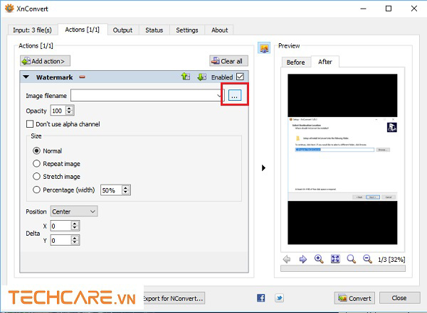 Nhấn vào dấu ba chấm để lựa chọn file logo mà mình cần chèn