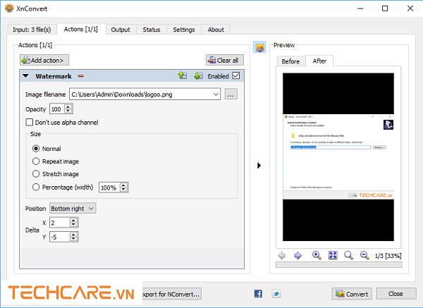 Lựa chọn ở phần Posittion để thay đổi vị trí của logo