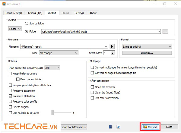 Nhấn vào mục Convert để thực hiện chèn logo và ảnh hàng loạt