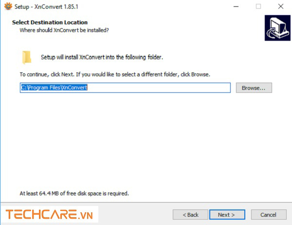 Lựa chọn đường dẫn cài đặt cho phần mềm XnConvert này