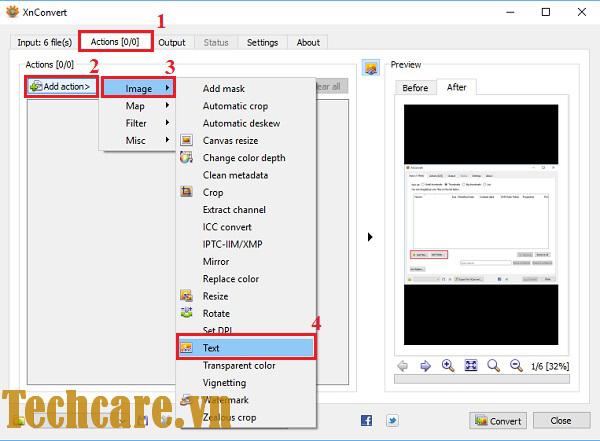 Actions -> Add Action -> Images -> Text