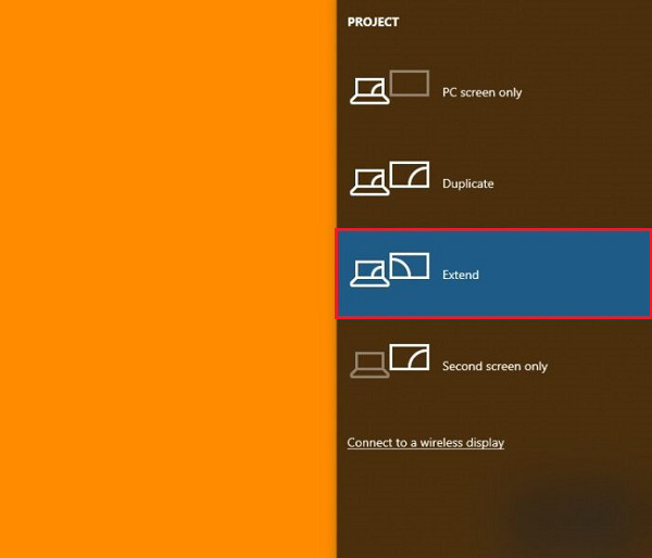 Nhấn tổ hợp phím Windows + P
