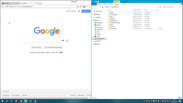 Nhấn vào tổ hợp phím tắt Windows + ← hoặc Windows + →