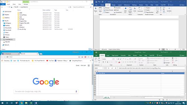 Chia màn hình thành 4 phần