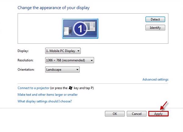Nhấn vào mục Apply