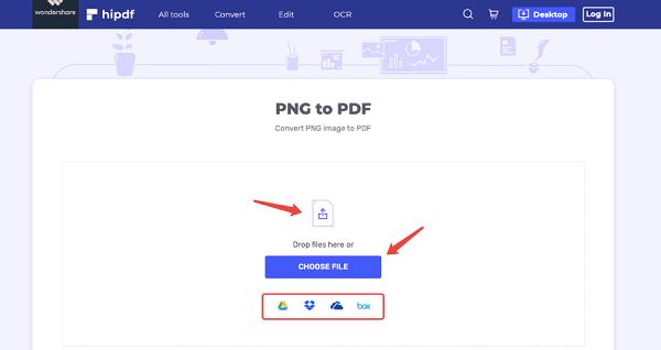 Thực hiện Tải lên hình ảnh PNG mà mình cần chuyển đổi