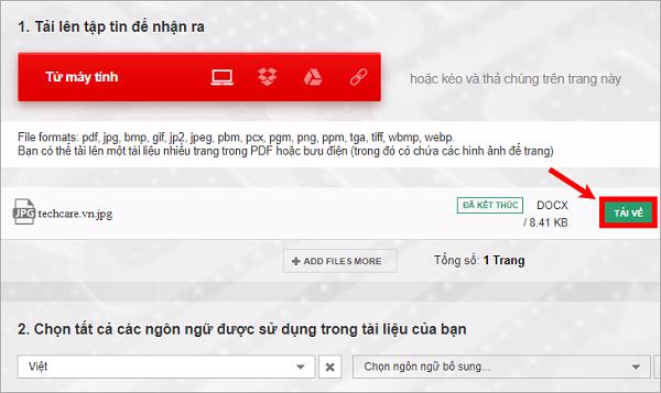 Nhấn chọn vào Tải về để tải file mà mình đã chuyển đổi về máy tính