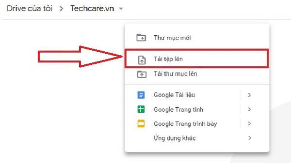 Chọn vào Tải tệp lên