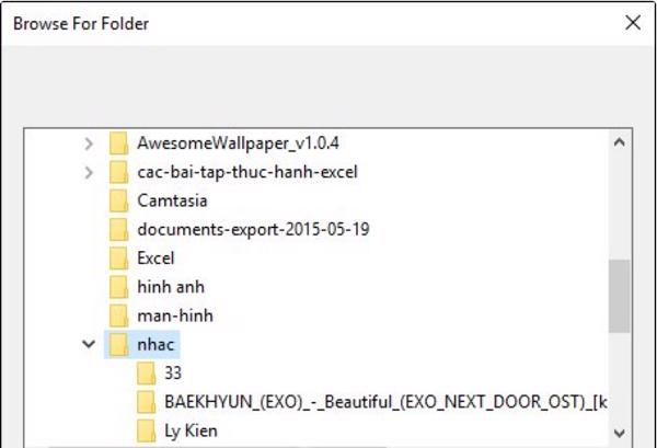 Chọn vào thư mục ảnh trong máy tính để cài làm hình nền
