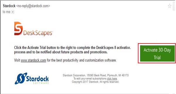 Nhấn vào nút Activate 30-Day Trail để sử dụng được DeskScapes 8