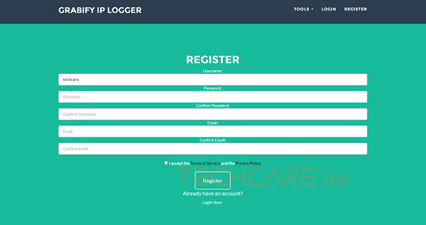 Để đăng ký tài khoản grabify
