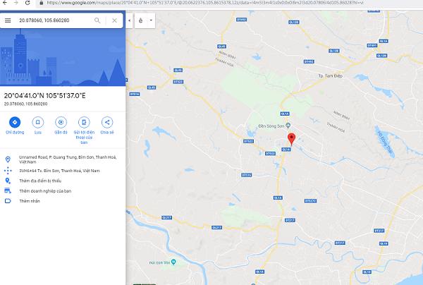 Nhập giá trị đã thu được ở mục Latitude & Longitude of City và nhấn chọn vào Tìm kiếm