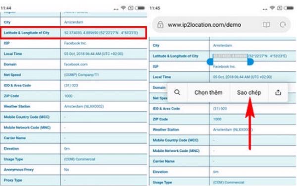 Tìm kiếm mục Latitude & Longitude of City và thực hiện sao chép dãy số ở phía tay phải