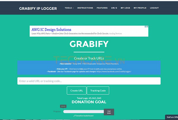 Và ô nhập Enter a valid URL or tracking code