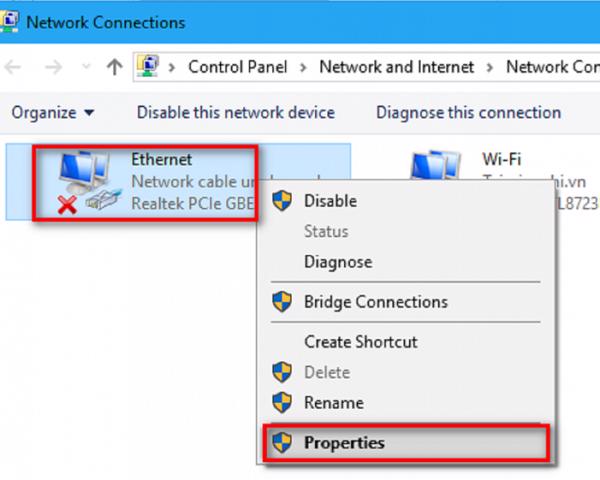 Chọn vào Properties