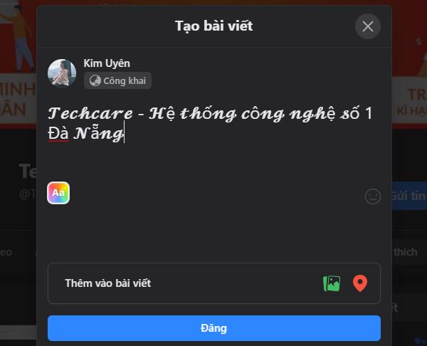Dán văn bản đó vào ứng dụng facebook là được