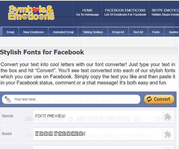 Tiến hành truy cập vào trang web Symbols & Emoticons theo đường dẫn